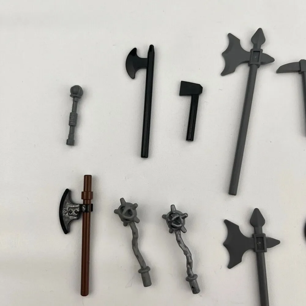 Lego Lot Star Wars Ninjago Gray Black WEAPONS Minifig Axe Sword Weapon 19 Pc.